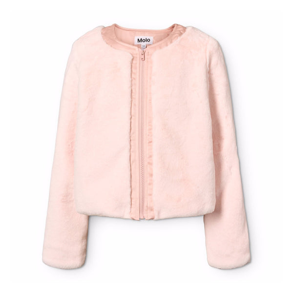 molo helen faux fur jacket rose hips