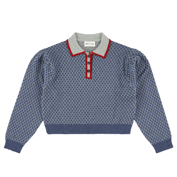 morley zug knit polo blue