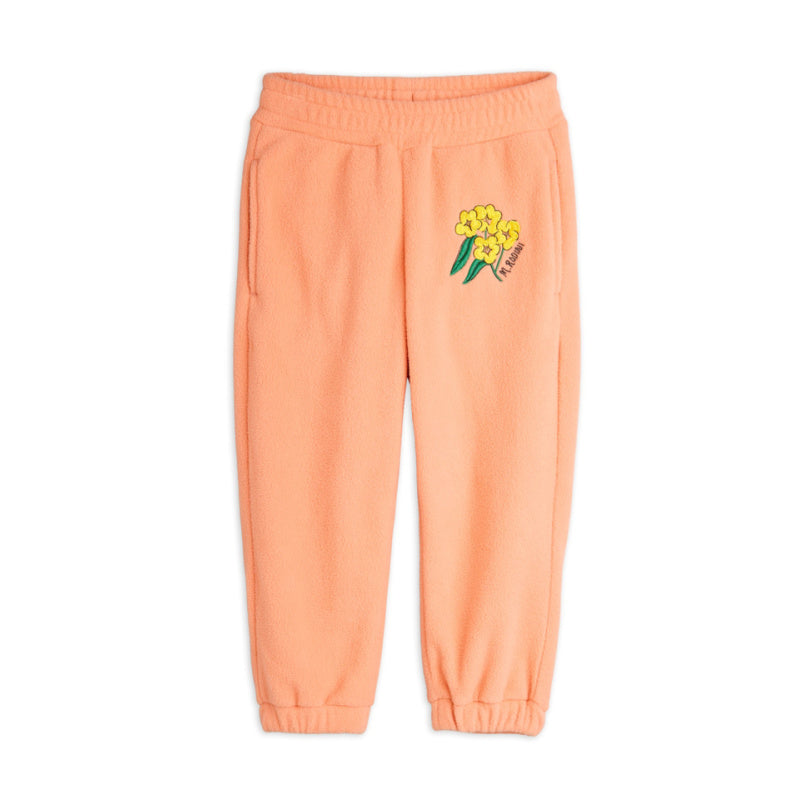 mini rodini alpine flowers emb fleece trousers pink