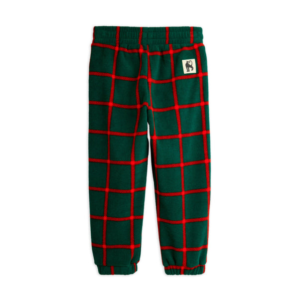 mini rodini plaid fleece trousers green