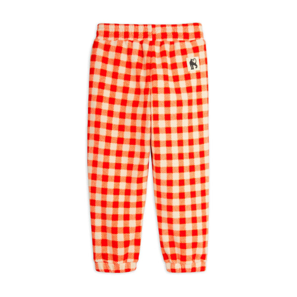 mini rodini gingham fleece trousers red