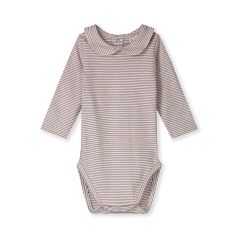 gray label baby collar onesie berry/cream
