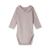 gray label baby collar onesie berry/cream