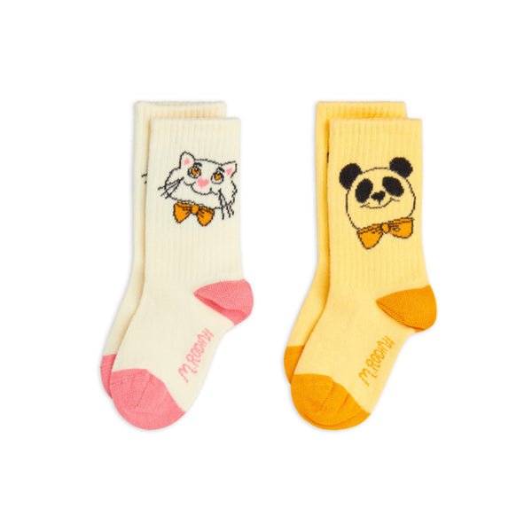 mini rodini cat & panda 2-pair socks multi