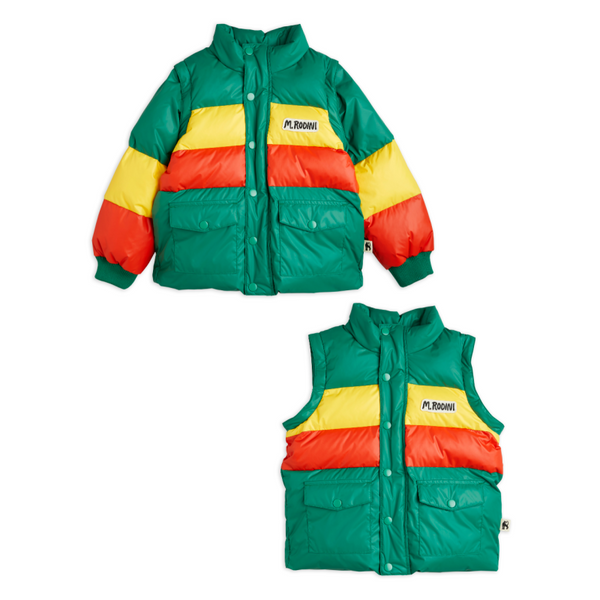 mini rodini zip sleeve puffer jacket green