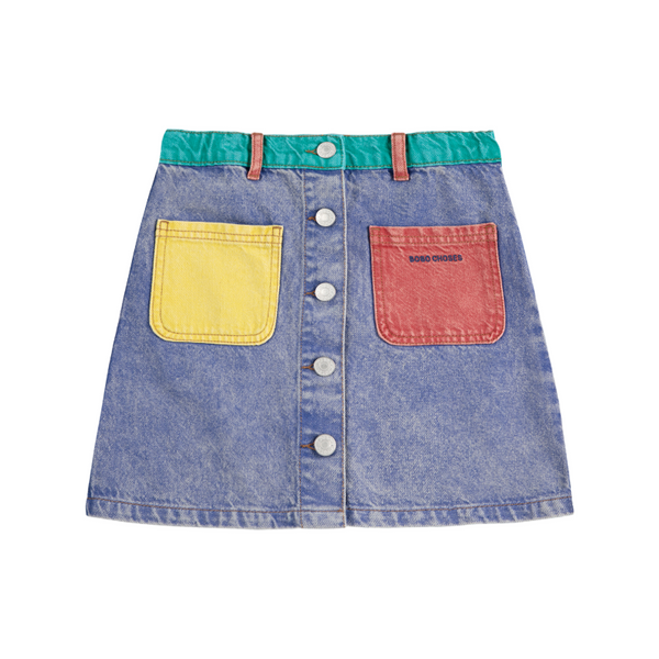 bobo choses color block denim skirt multicolor