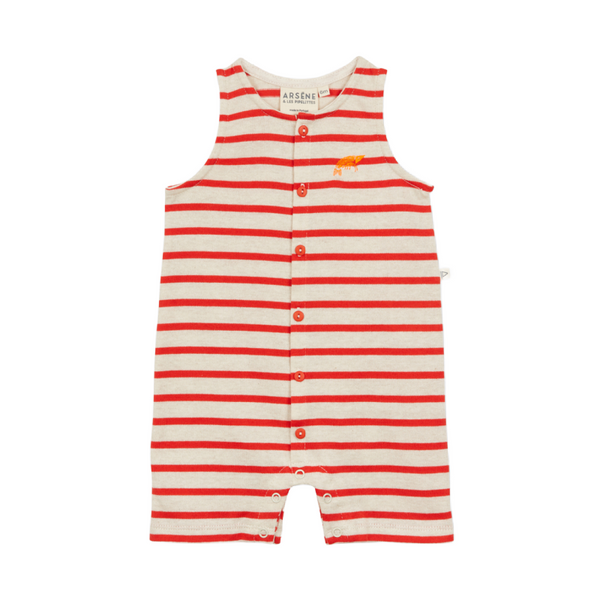 arsene & les pipelettes fitzgerald baby striped overall red