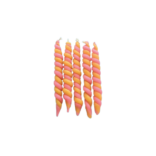 pink & yellow twists birthday candle set