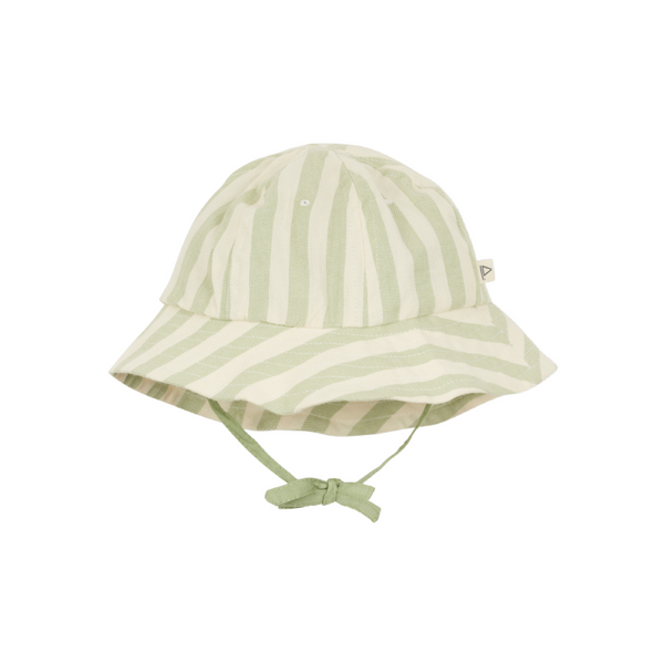 arsene & les pipelettes bob baby hat deckchair stripes sage