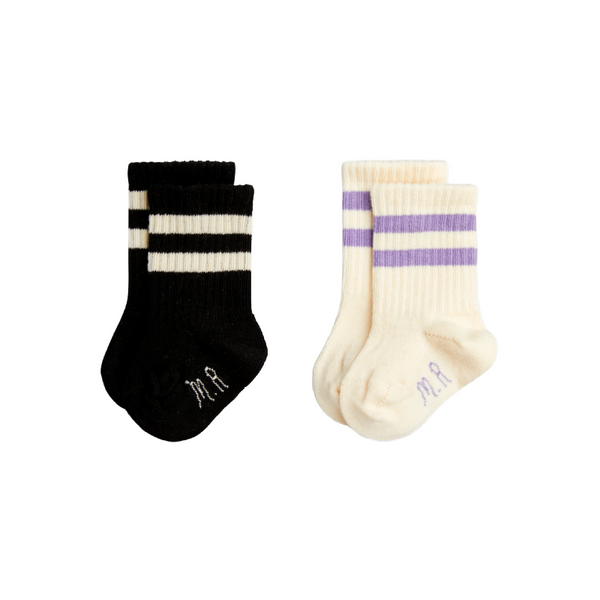 mini rodini stripe 2-pack baby sock offwhite
