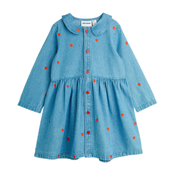 mini rodini mini hearts aop woven dress blue