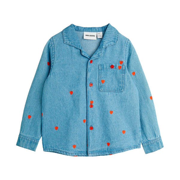 mini rodini mini hearts aop woven ls shirt blue