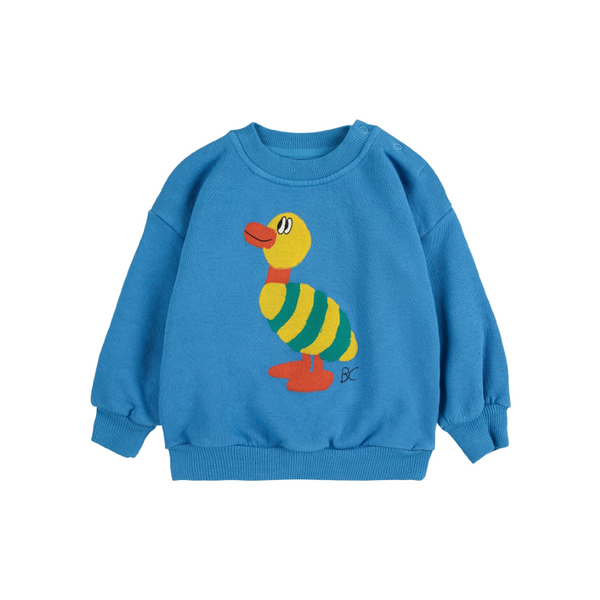 bobo choses striped duck baby sweatshirt blue