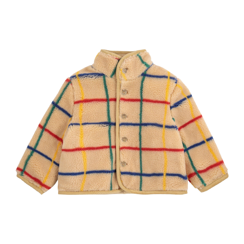 bobo choses stripe color sheepskin baby jacket offwhite