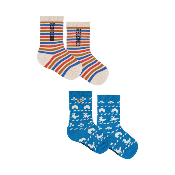 bobo choses farm 2 pack long baby socks multicolor