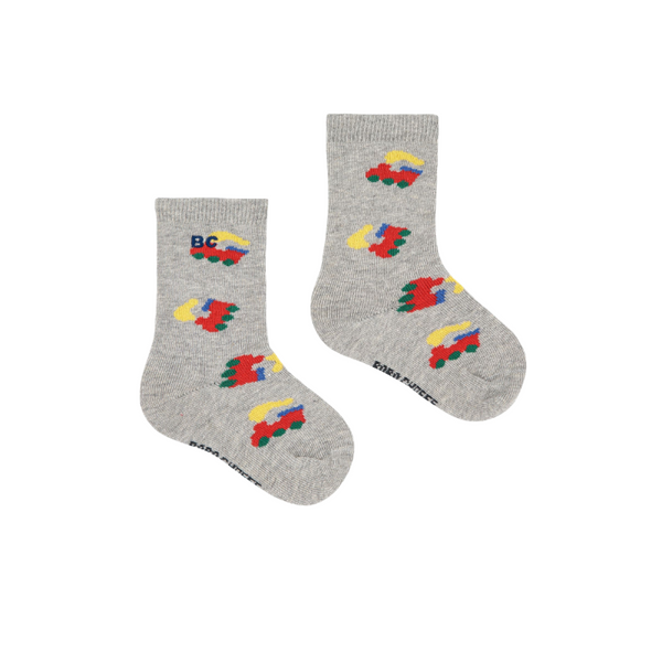 bobo choses bobo choo choo all over long baby socks light heather gray