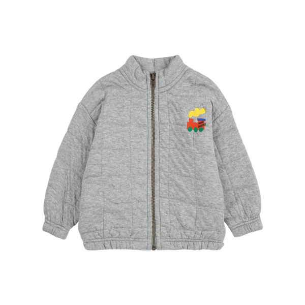 bobo choses bobo choo choo quilted zipped baby sweatshirt light heather gray