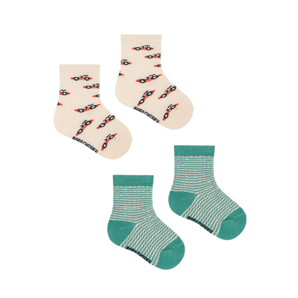 bobo choses race car all over 2 pack short baby socks multicolor