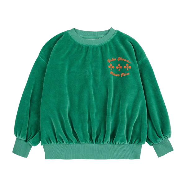 bobo choses have fun velvet sweatshirt green