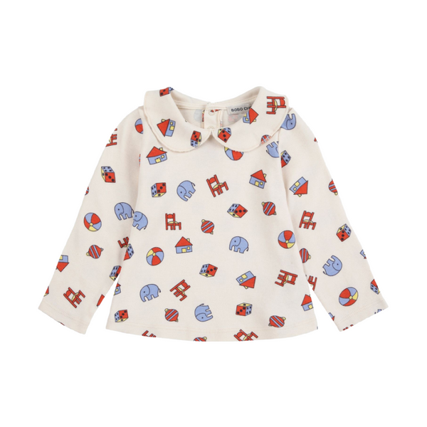 bobo choses toys all over collar baby t-shirt white