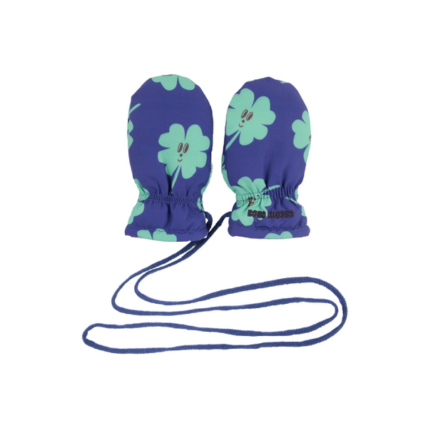 bobo choses lucky clover all over padded baby mittens blue