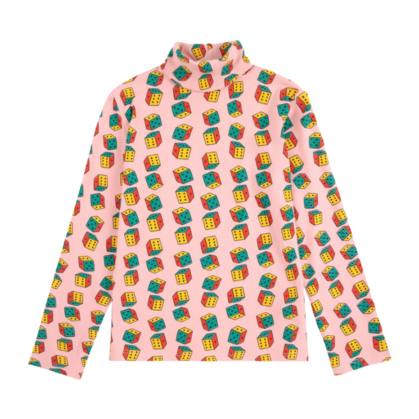 bobo choses dice all over turtle neck t-shirt pink