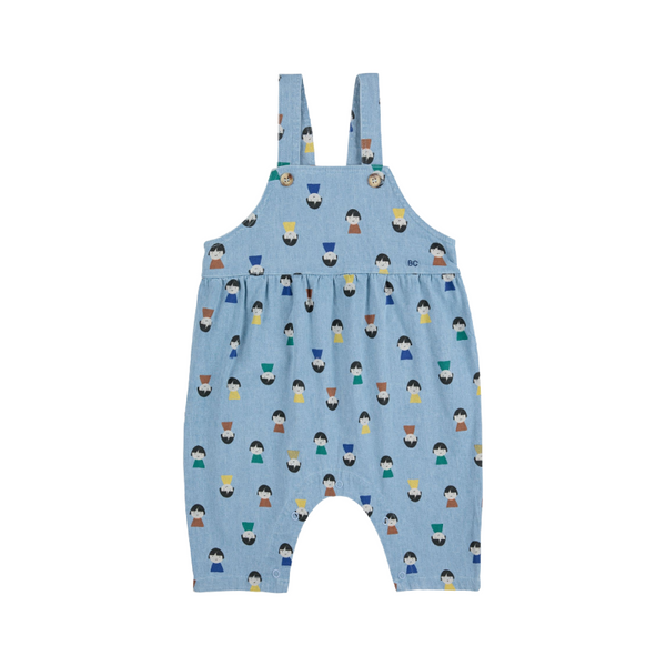 bobo choses game pawns all over light denim baby overall light blue