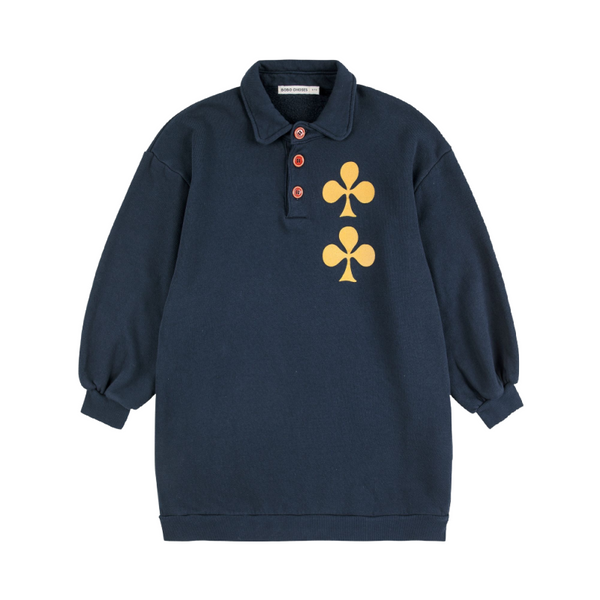 bobo choses clover polo sweatshirt dress midnight blue