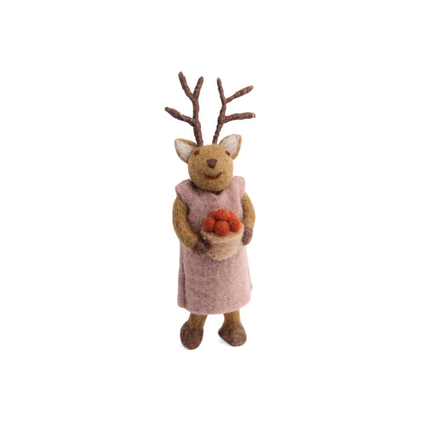 gry & sif deer with berries ornament