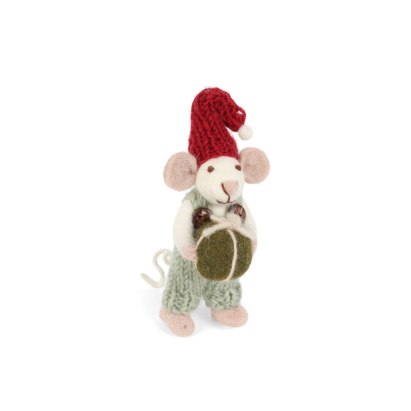 gry & sif mouse with present ornament