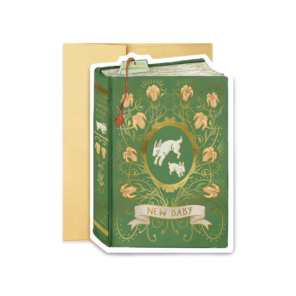 new baby book cover diecut card