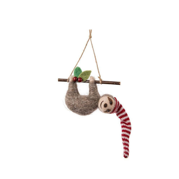 sloth on branch ornament