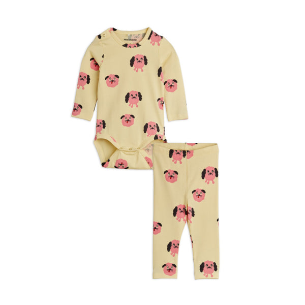 mini rodini doggies aop baby set yellow