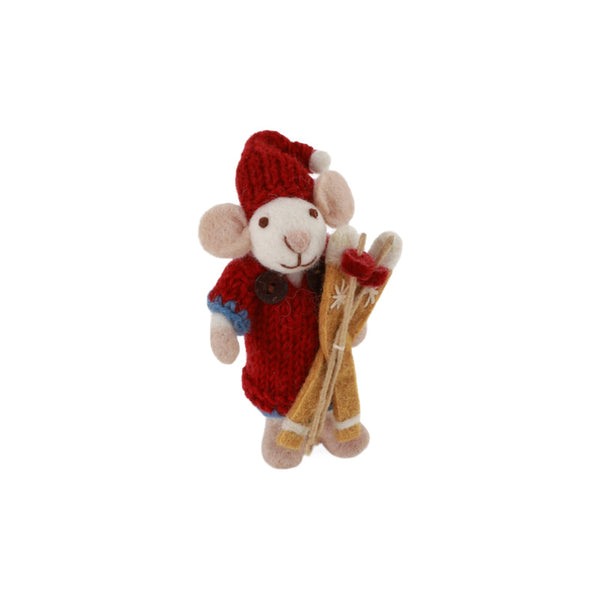 gry & sif mouse with skis ornament