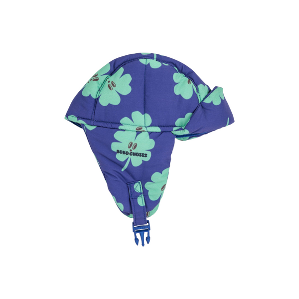 bobo choses lucky clover all over padded baby chapka blue