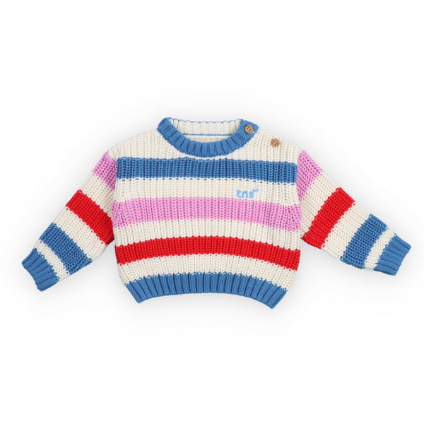 the new society celiosa baby sweater iris whisper stripes