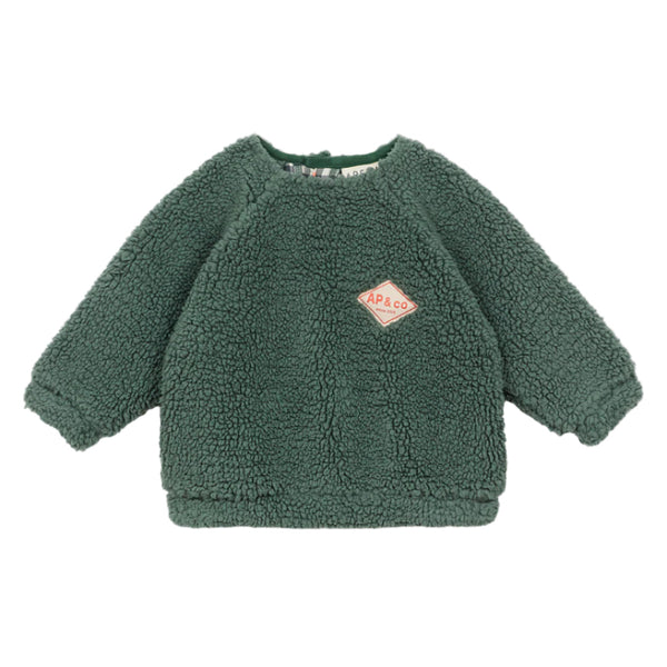 arsene & les pipelettes sherpa baby sweatshirt green