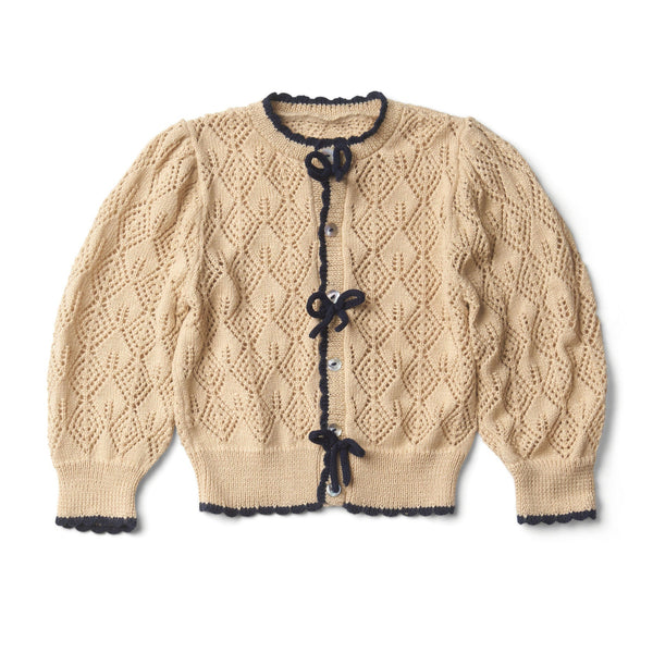 lali blair bow cardigan ivory/blue