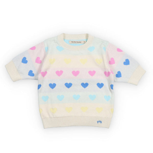 the new society pinpilin knit top multicolor hearts