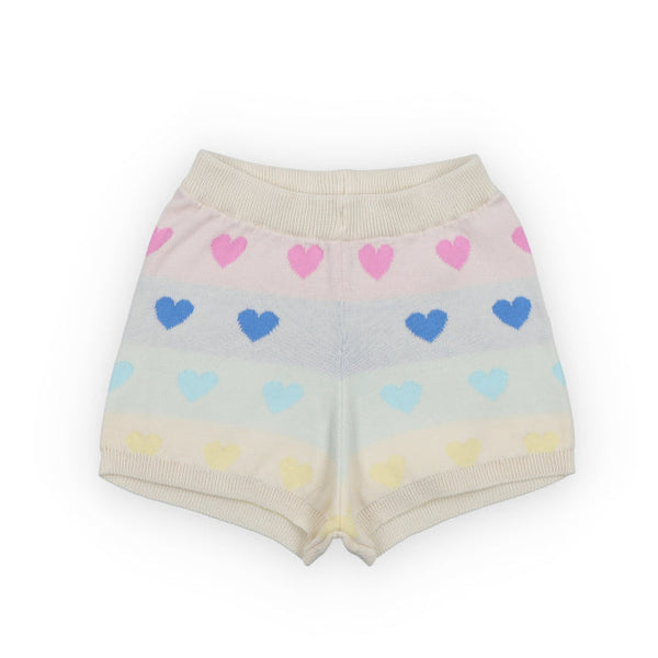 the new society pinpilin knit shorts multicolor hearts