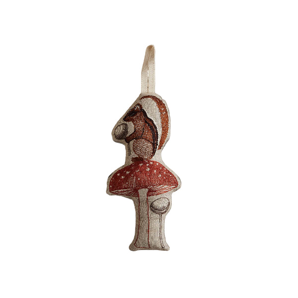 coral & tusk chipmunk with mushroom ornament