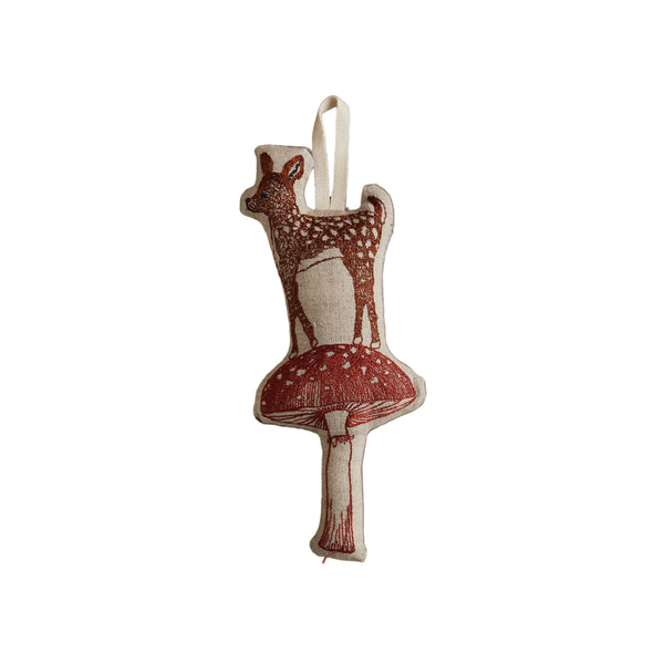 coral & tusk deer with mushroom ornament