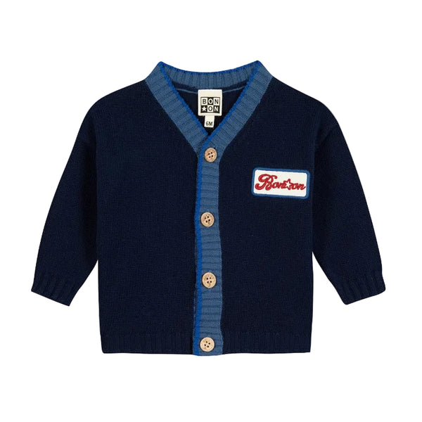 bonton lucas baby cardigan indigo