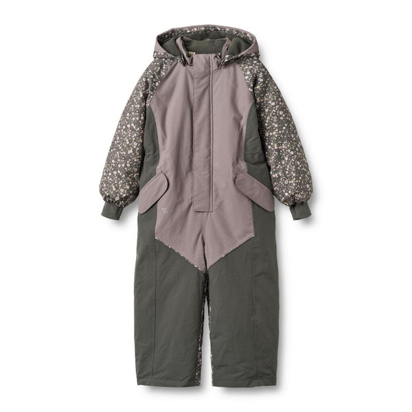 Children's snowsuit with floral sleeves