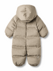 wheat nallo baby puffer suit soft grey stone