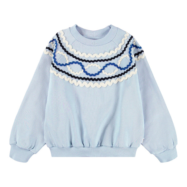 Molo Light blue sweater with decorative neckline