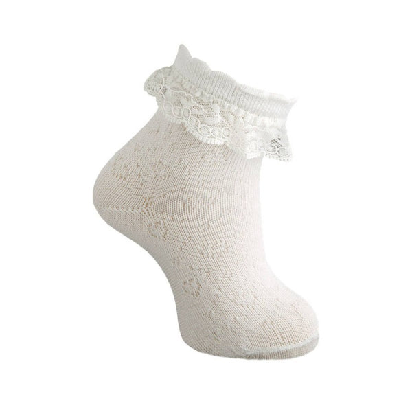 carlomagno baby sock with lace natural