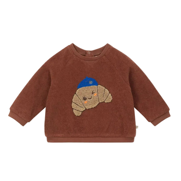 arsene & les pipelettes croissant baby sweatshirt brown