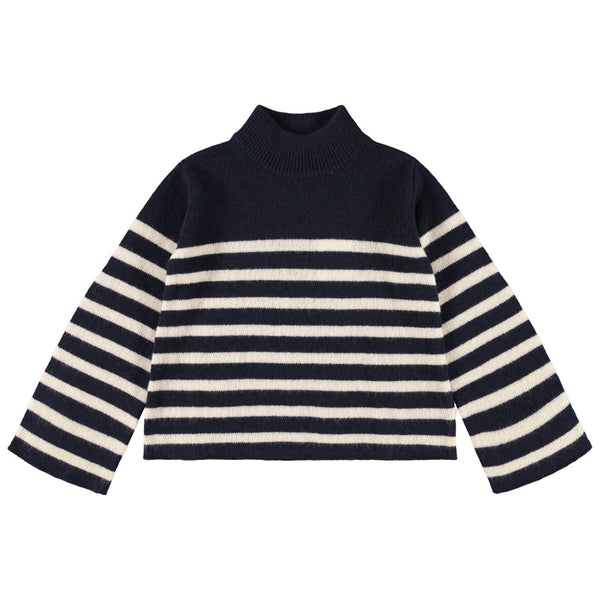 Navy and white striped sweater