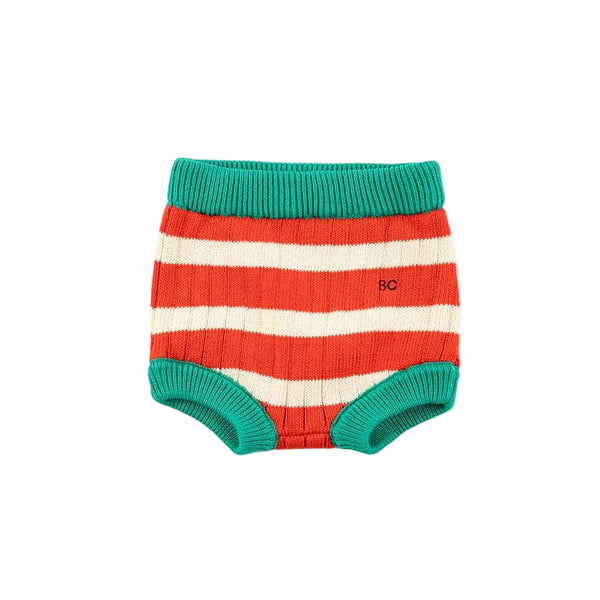 bobo choses striped knitted baby culotte red